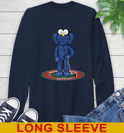 NHL Hockey Minnesota Wild Kaws Bff Blue Figure Shirt Long Sleeve T-Shirt 4