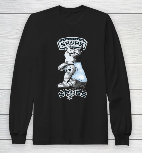 NBA Basketball My Cat Loves San Antonio Spurs Long Sleeve T-Shirt