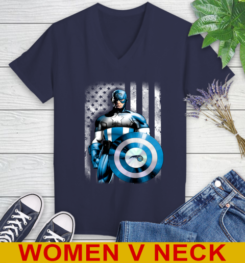 Orlando Magic NBA Basketball Captain America Marvel Avengers American Flag Shirt Women's V-Neck T-Shirt 12