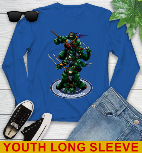 NBA Basketball Memphis Grizzlies Teenage Mutant Ninja Turtles Shirt Youth Long Sleeve 10