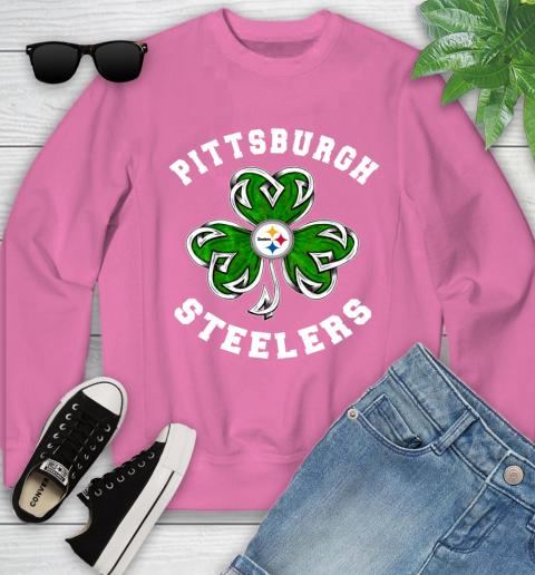 NFL Pittsburgh Steelers Three Leaf Clover St Patrick's Day Football Sports Youth Sweatshirt 6