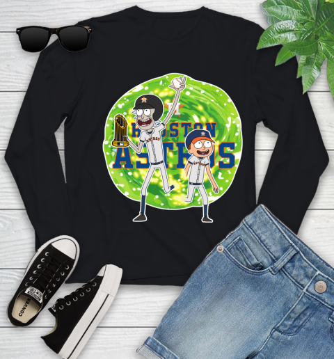 MLB Houston Astros Rick And Morty Commissioner's Trophy Baseball Sports Youth Long Sleeve 2