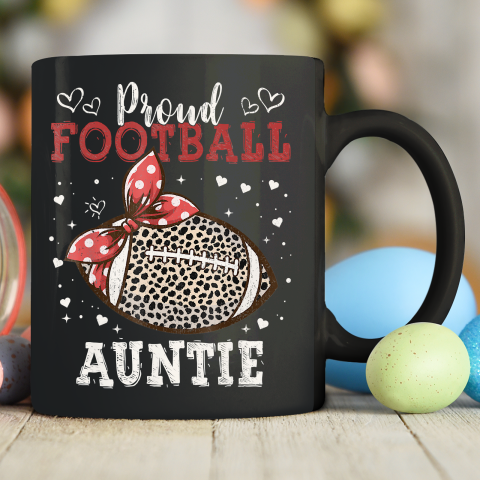 Proud Football Auntie Shirt Women Leopard Game Day Players Ceramic Mug 11oz