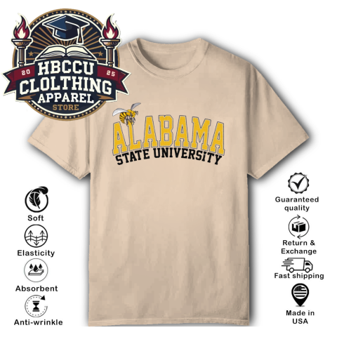 Alabama State University ASU HBCU T-Shirt p1o6 alabama state university asu hbcu classic t shirt 2 front natural HBCU Clothing Apparel