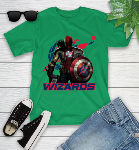 Washington Wizards NBA Basketball Captain America Thor Spider Man Hawkeye Avengers Youth T-Shirt 6