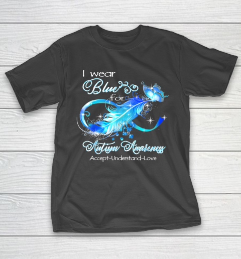 Blue Feather I Wear Blue For Autism Awareness T-Shirt