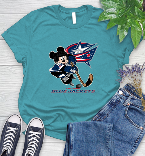 NHL Columbus Blue Jackets Mickey Mouse Disney Hockey T Shirt Women's T-Shirt 12