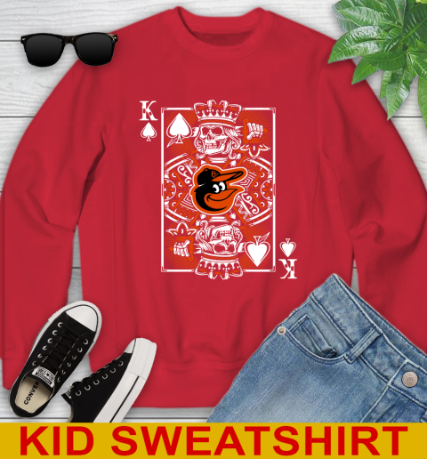 Baltimore Orioles MLB Baseball The King Of Spades Death Cards Shirt Youth Sweatshirt - Image 8