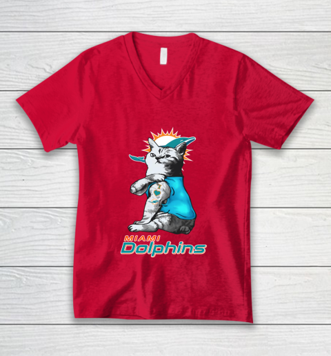NFL Football My Cat Loves Miami Dolphins V-Neck T-Shirt 6