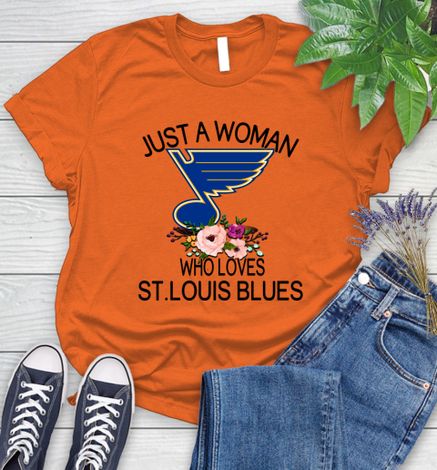 NHL Just A Woman Who Loves St.Louis Blues Hockey Sports Women's T-Shirt 2
