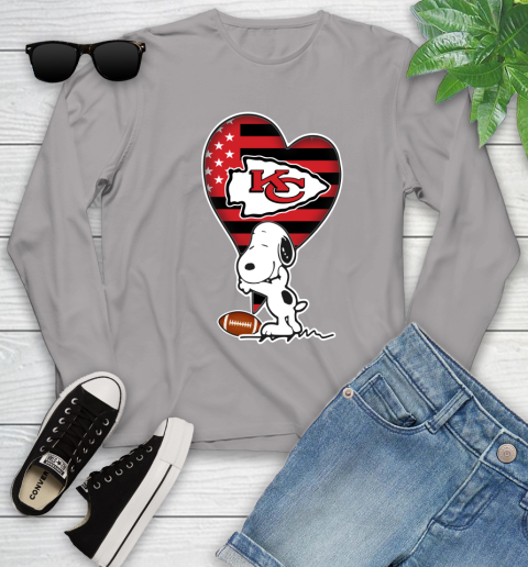 Kansas City Chiefs NFL Football The Peanuts Movie Adorable Snoopy Youth Long Sleeve 5