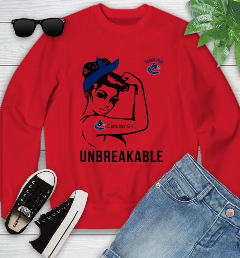 NHL Vancouver Canucks Girl Unbreakable Hockey Sports Youth Sweatshirt 5