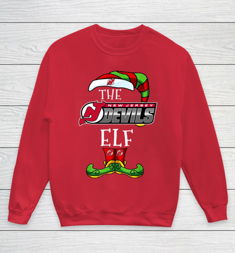 New Jersey Devils Christmas ELF Funny NHL Youth Sweatshirt 7