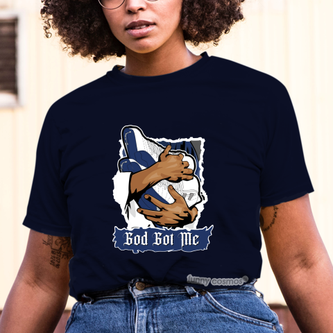 Air Jordan 12 French Blue Matching Sneaker Shirt God Got Me White And Blue Sneaker Tshirt