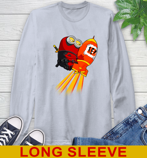 NFL Football Cincinnati Bengals Deadpool Minion Marvel Shirt Long Sleeve T-Shirt 6