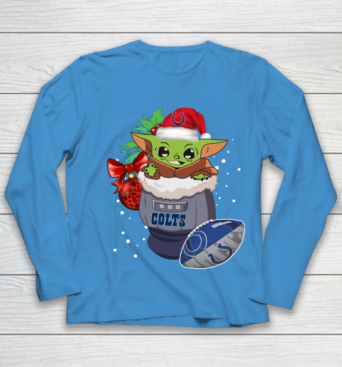 Indianapolis Colts Christmas Baby Yoda Star Wars Funny Happy NFL Youth Long Sleeve 7