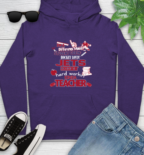 Winnipeg Jets NHL I'm A Difference Making Student Caring Hockey Loving Kinda Teacher Youth Hoodie 5