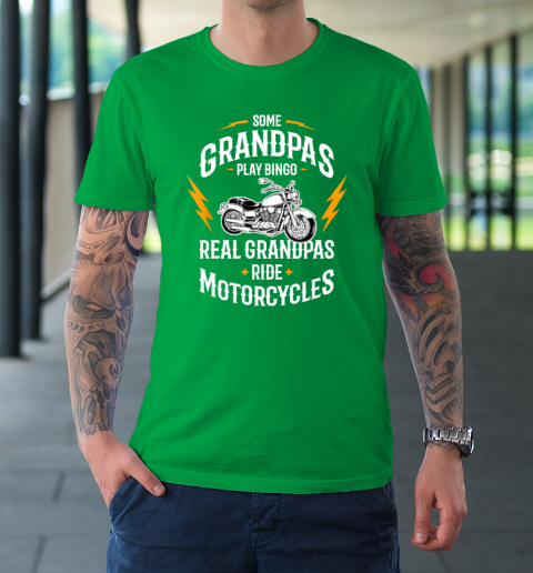 Mens Some Grandpas Play Bingo Real Grandpas Ride Motorcycles T-Shirt 5