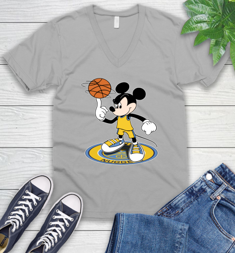 NBA Basketball Denver Nuggets Cheerful Mickey Disney Shirt V-Neck T-Shirt 4