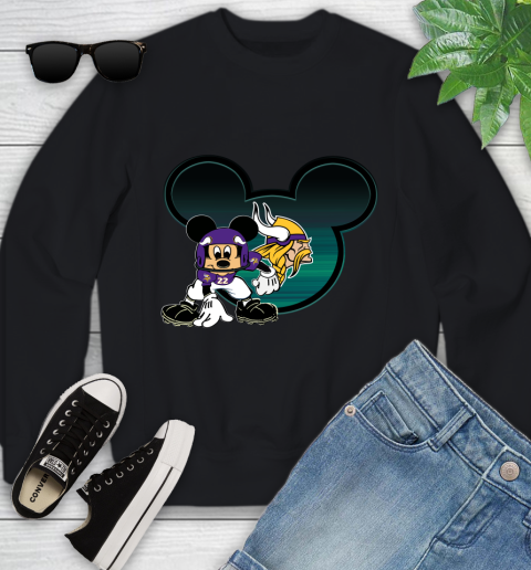 NFL Minnesota Vikings Mickey Mouse Disney Football T Shirt Youth Sweatshirt 2
