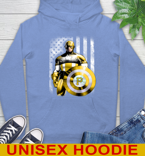 Pittsburgh Pirates MLB Baseball Captain America Marvel Avengers American Flag Shirt Hoodie 11