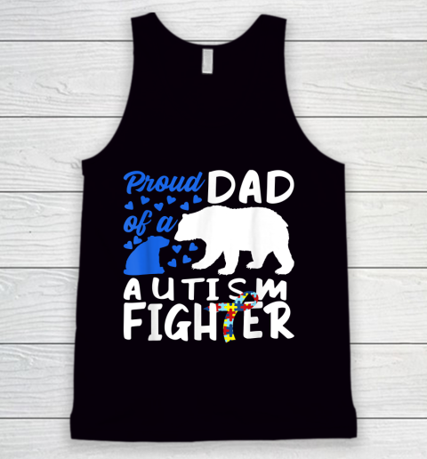 Proud Dad Of A Autism Fighter Awareness Puzzle Piece Ribbon Tank Top