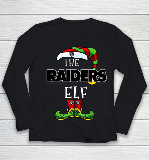 Oakland Raiders Christmas ELF Funny NFL Youth Long Sleeve