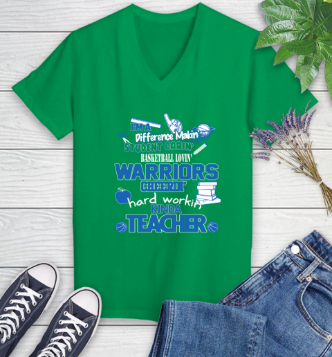 Golden State Warriors NBA I'm A Difference Making Student Caring Basketball Loving Kinda Teacher Women's V-Neck T-Shirt 5