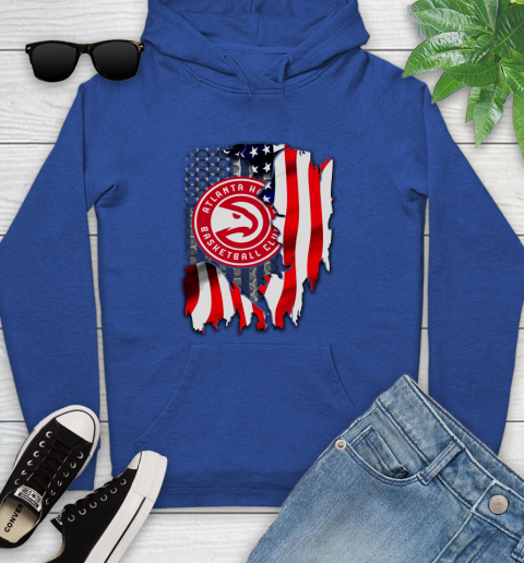 Atlanta Hawks NBA Basketball American Flag Youth Hoodie 11