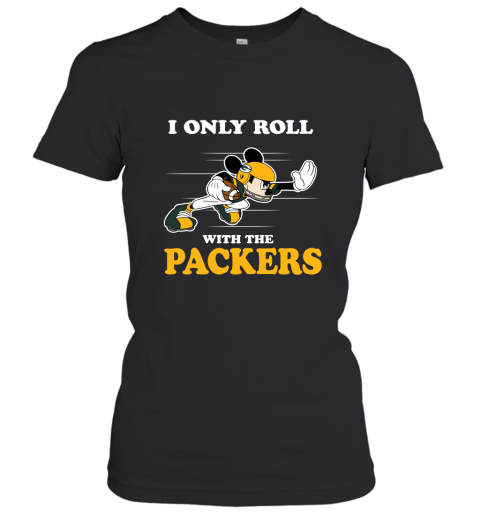 NFL Mickey Mouse I Only Roll With Green Bay Packers Women's T-Shirt