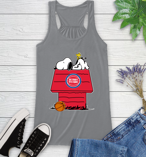Detroit Pistons NBA Basketball Snoopy Woodstock The Peanuts Movie Racerback Tank 5