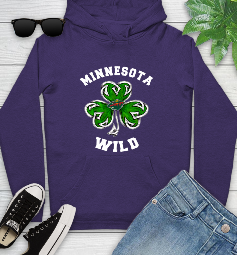 NHL Minnesota Wild Three Leaf Clover St Patrick's Day Hockey Sports Youth Hoodie 5