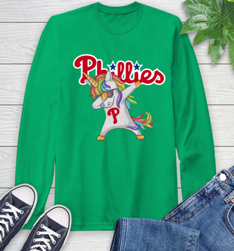 Philadelphia Phillies MLB Baseball Funny Unicorn Dabbing Sports Long Sleeve T-Shirt 7