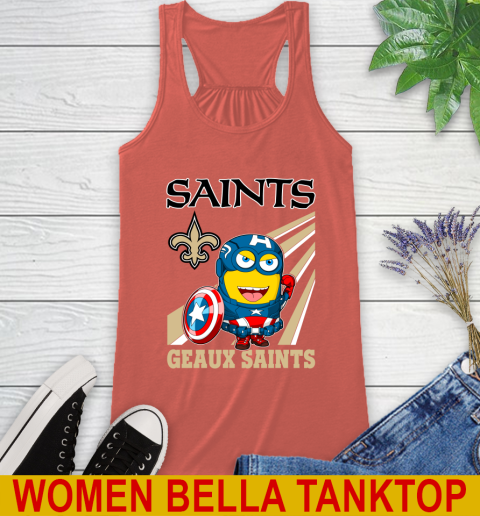 NFL Football New Orleans Saints Captain America Marvel Avengers Minion Shirt Racerback Tank 3