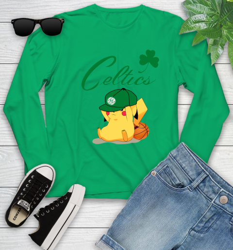 NBA Pikachu Basketball Sports Boston Celtics Youth Long Sleeve 6