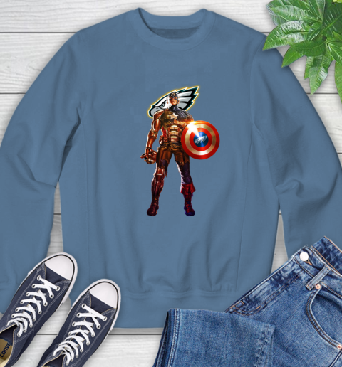 NFL Captain America Marvel Avengers Endgame Football Sports Philadelphia Eagles Sweatshirt 7