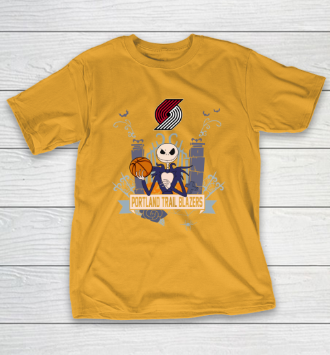 NBA Portland Trail Blazers Basketball Jack Skellington Halloween T-Shirt 2