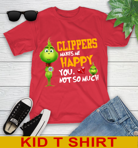NBA Los Angeles Clippers Makes Me Happy You Not So Much Grinch Basketball Sports Youth T-Shirt 11