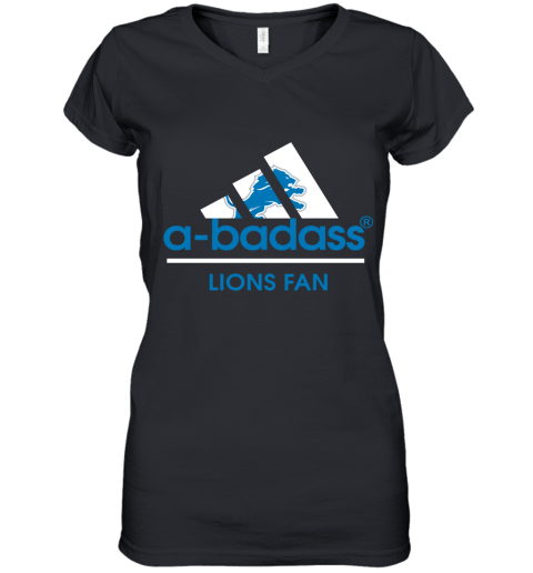 A Badass Detroit Lions Mashup Adidas NFL Women's V-Neck T-Shirt