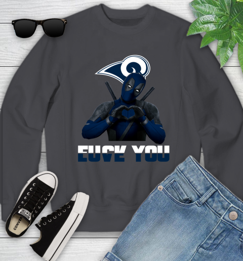 NHL Los Angeles Rams Deadpool Love You Fuck You Football Sports Youth Sweatshirt 5