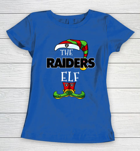 Oakland Raiders Christmas ELF Funny NFL Women's T-Shirt 8