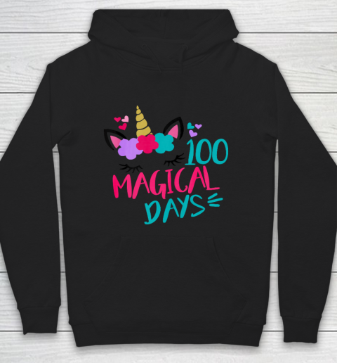 Kids 100 Magical Days Cute 100 Days of School Girls Unicorn Hoodie