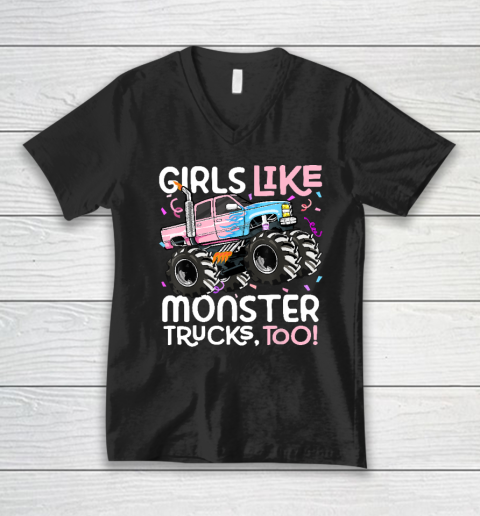 Cute Monster Truck Girls Like Monster Trucks Too V-Neck T-Shirt