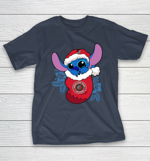 Portland Trail Blazers Christmas Stitch In The Sock Funny Disney NBA T-Shirt 5