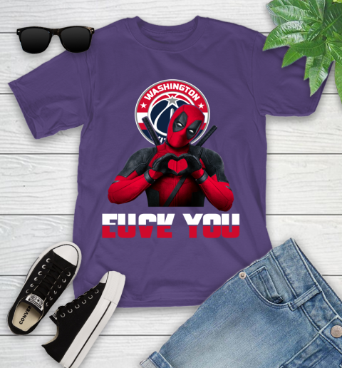 NBA Washington Wizards Deadpool Love You Fuck You Basketball Sports Youth T-Shirt 3