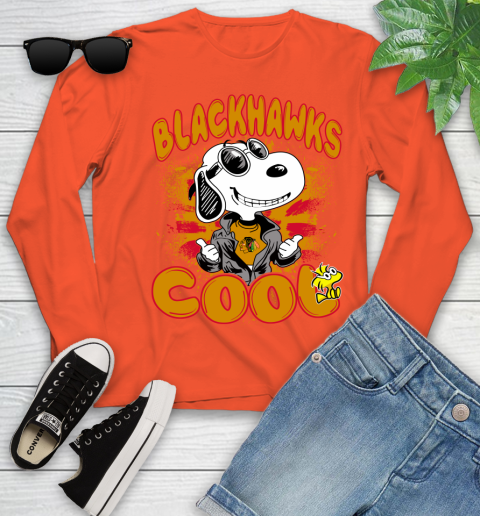 NHL Hockey Chicago Blackhawks Cool Snoopy Shirt Youth Long Sleeve 3