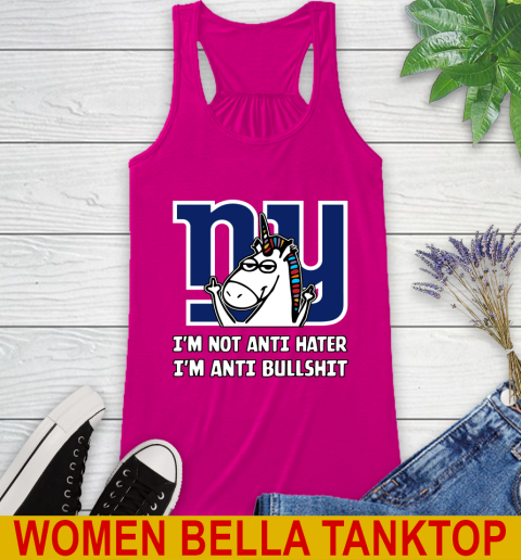 New York Giants NFL Football Unicorn I'm Not Anti Hater I'm Anti Bullshit Racerback Tank 8