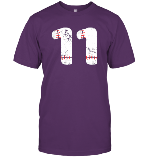 z1lc number 11 baseball vintage distressed team jersey t shirt 60 front team purple