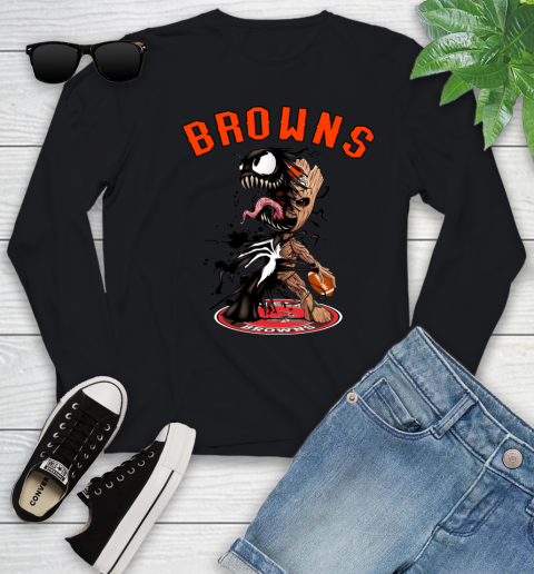 NFL Cleveland Browns Football Venom Groot Guardians Of The Galaxy Youth Long Sleeve 2