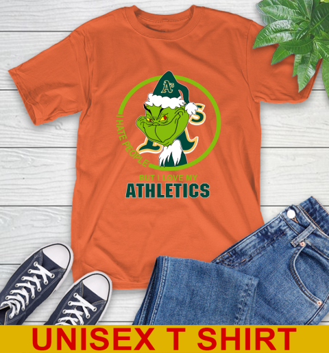 Oakland Athletics MLB Christmas Grinch I Hate People But I Love My Favorite Baseball Team T-Shirt 5
